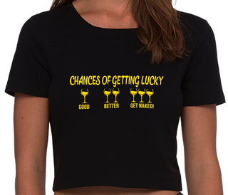 Chances Of Getting Lucky - More Wine - Black Crop Top