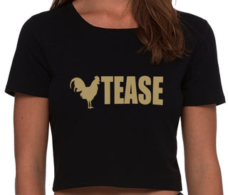 Cock Tease - Rooster - Black Crop Top