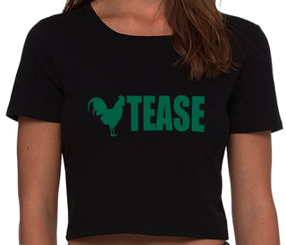Cock Tease - Rooster - Black Crop Top