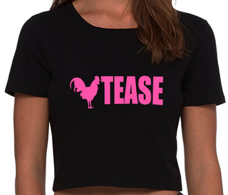 Cock Tease - Rooster - Black Crop Top
