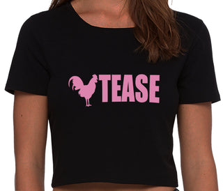 Cock Tease - Rooster - Black Crop Top