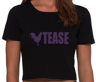 Cock Tease - Rooster - Black Crop Top