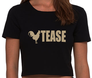 Cock Tease - Rooster - Black Crop Top