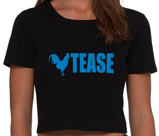 Cock Tease - Rooster - Black Crop Top