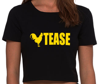 Cock Tease - Rooster - Black Crop Top