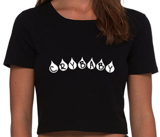 Crybaby Tear Design - Black Crop Top