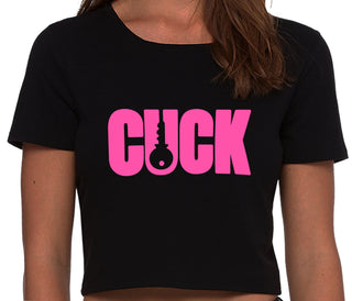 Cuck - Lock Logo - Black Crop Top