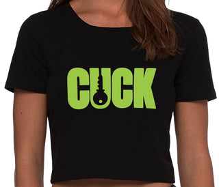 Cuck - Lock Logo - Black Crop Top