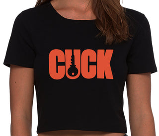 Cuck - Lock Logo - Black Crop Top