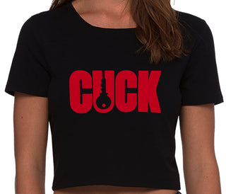 Cuck - Lock Logo - Black Crop Top