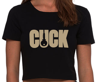 Cuck - Lock Logo - Black Crop Top