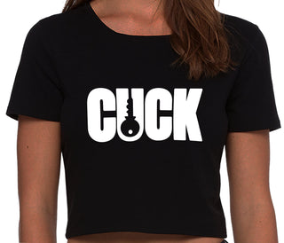 Cuck - Lock Logo - Black Crop Top
