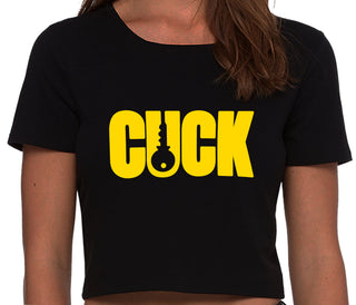 Cuck - Lock Logo - Black Crop Top