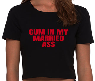 Cum In My Married Ass - Black Crop Top