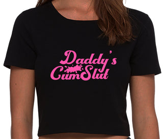 Daddy's Cumslut - Black Crop Top