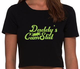 Daddy's Cumslut - Black Crop Top