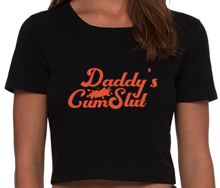 Daddy's Cumslut - Black Crop Top
