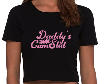 Daddy's Cumslut - Black Crop Top