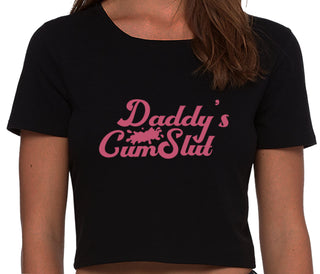 Daddy's Cumslut - Black Crop Top