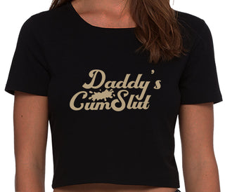 Daddy's Cumslut - Black Crop Top