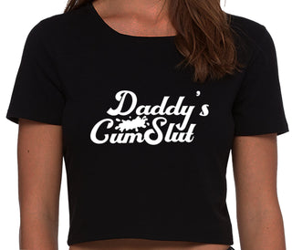 Daddy's Cumslut - Black Crop Top