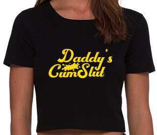 Daddy's Cumslut - Black Crop Top