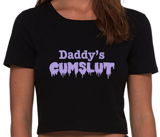 Daddy's Cumslut - Black Crop Top