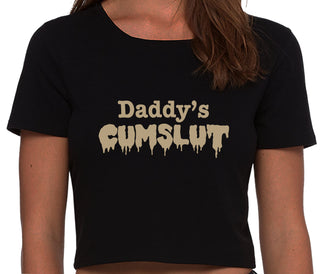 Daddy's Cumslut - Black Crop Top