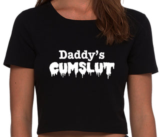 Daddy's Cumslut - Black Crop Top