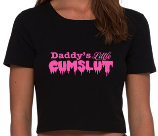 Daddy's Little Cumslut - Black Crop Top