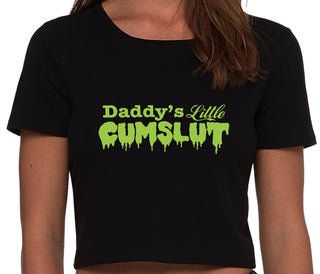 Daddy's Little Cumslut - Black Crop Top