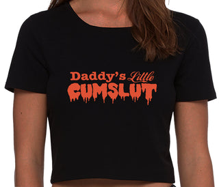 Daddy's Little Cumslut - Black Crop Top