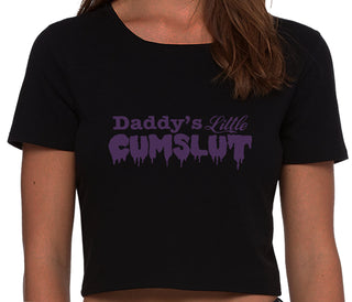 Daddy's Little Cumslut - Black Crop Top
