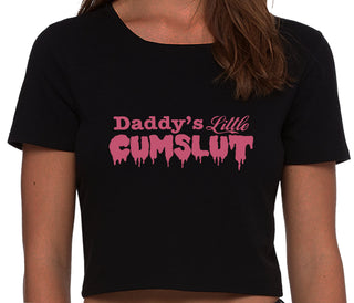 Daddy's Little Cumslut - Black Crop Top