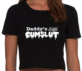 Daddy's Little Cumslut - Black Crop Top