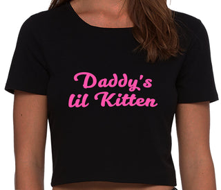 Daddys Little Kitten - Black Crop Top