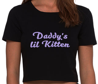 Daddys Little Kitten - Black Crop Top