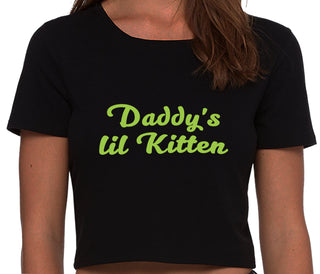 Daddys Little Kitten - Black Crop Top
