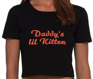 Daddys Little Kitten - Black Crop Top