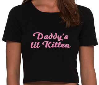 Daddys Little Kitten - Black Crop Top