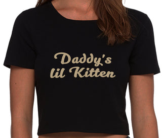 Daddys Little Kitten - Black Crop Top