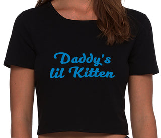 Daddys Little Kitten - Black Crop Top