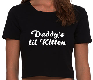 Daddys Little Kitten - Black Crop Top