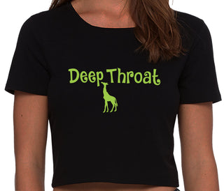 Deepthroat - Funny Giraffe Logo - Black Crop Top