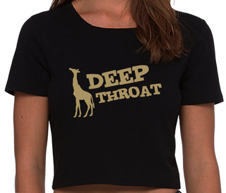 Deep throat - Giraffe Funny Logo - Black Crop Top