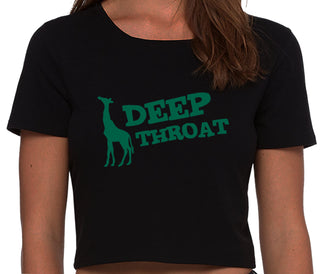 Deep throat - Giraffe Funny Logo - Black Crop Top