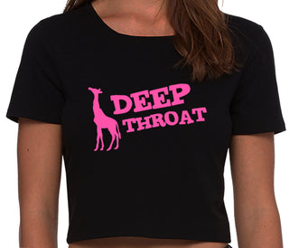 Deep throat - Giraffe Funny Logo - Black Crop Top