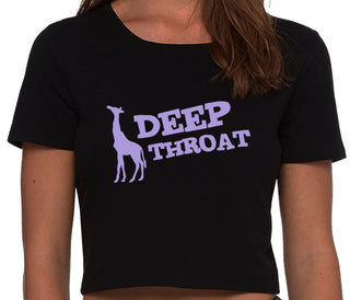 Deep throat - Giraffe Funny Logo - Black Crop Top