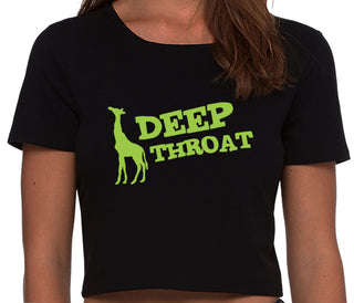 Deep throat - Giraffe Funny Logo - Black Crop Top