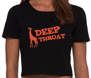Deep throat - Giraffe Funny Logo - Black Crop Top